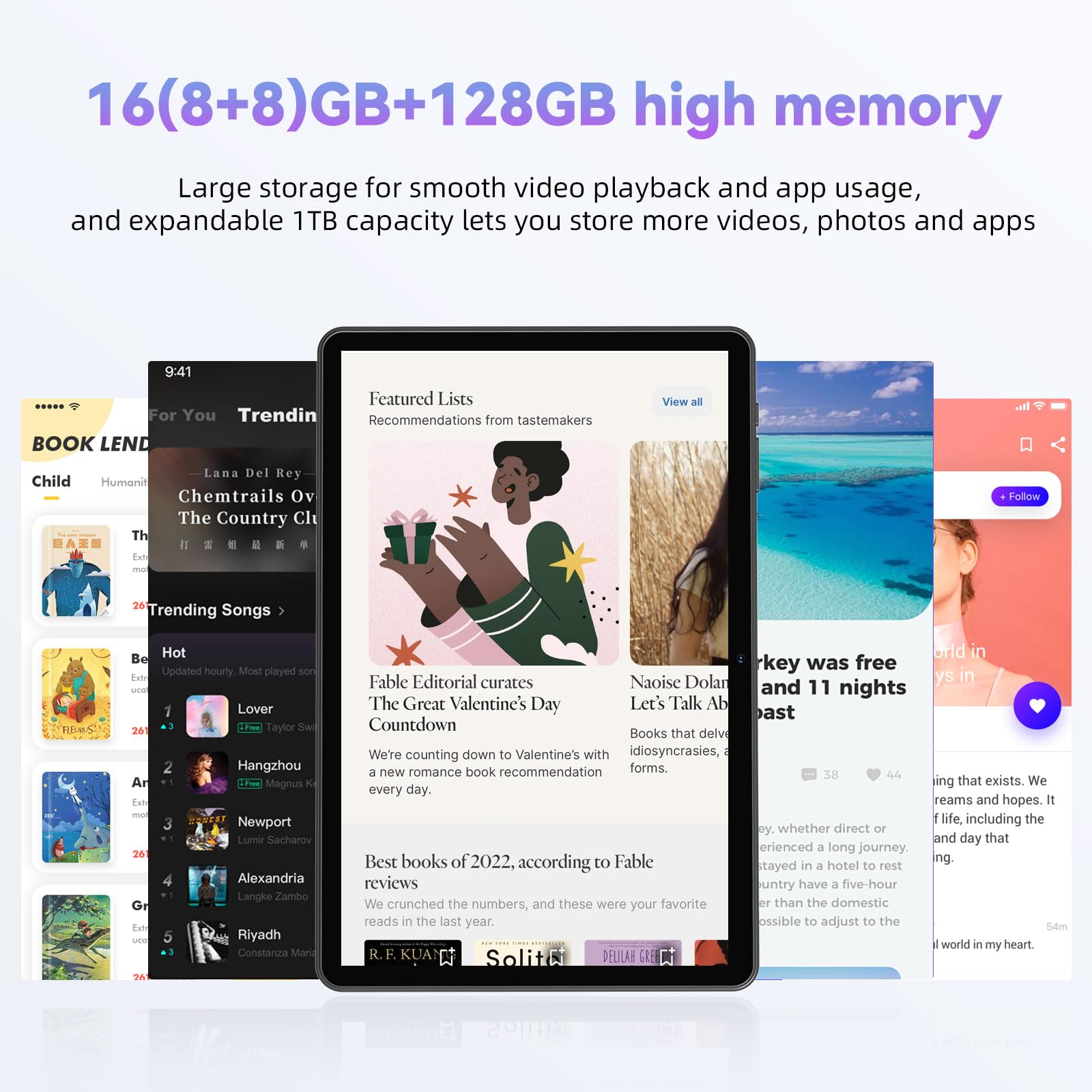 HUIHUANG 10 Inch Tablet 16GB RAM 128GB ROM 5G WiFi - Dettaglio