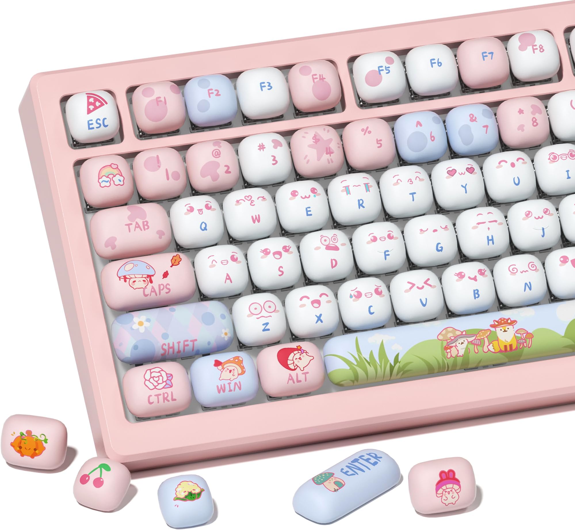 HITIME XVX Cute PBT Keycaps-MOG Keycaps, Custom Keyboard Keycaps 60 65 75 100 Percent, 5 Side Dye Sublimation Keycaps, 138 Keys Keycaps Set for Cherry Gateron MX Switches Keyboards