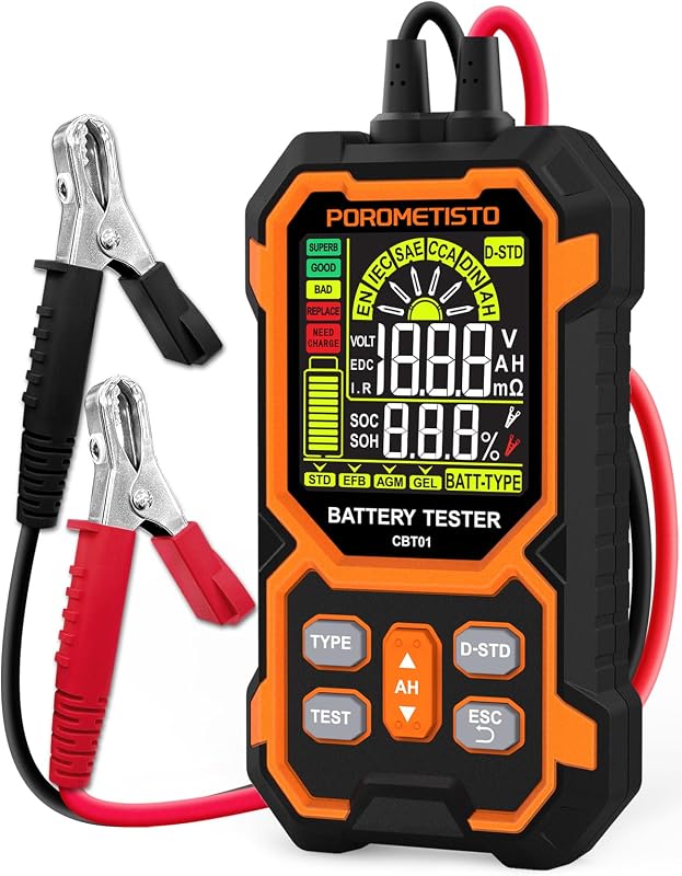 Car Battery Tester, 12V/24V Automotive Battery Diagnostic Tool, 50-2000 CCA Load Capacity, Digital Battery Analyzer & Voltage Meter for Car Truck Motor SUV Boar ATV RV