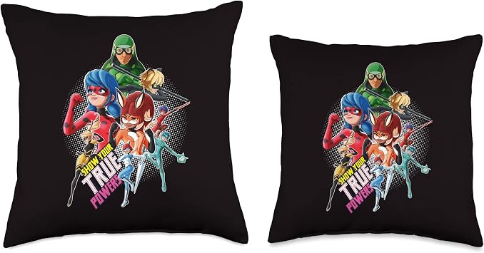 Miraculous Collection Ladybug and All Heroez True Powers Throw Pillow