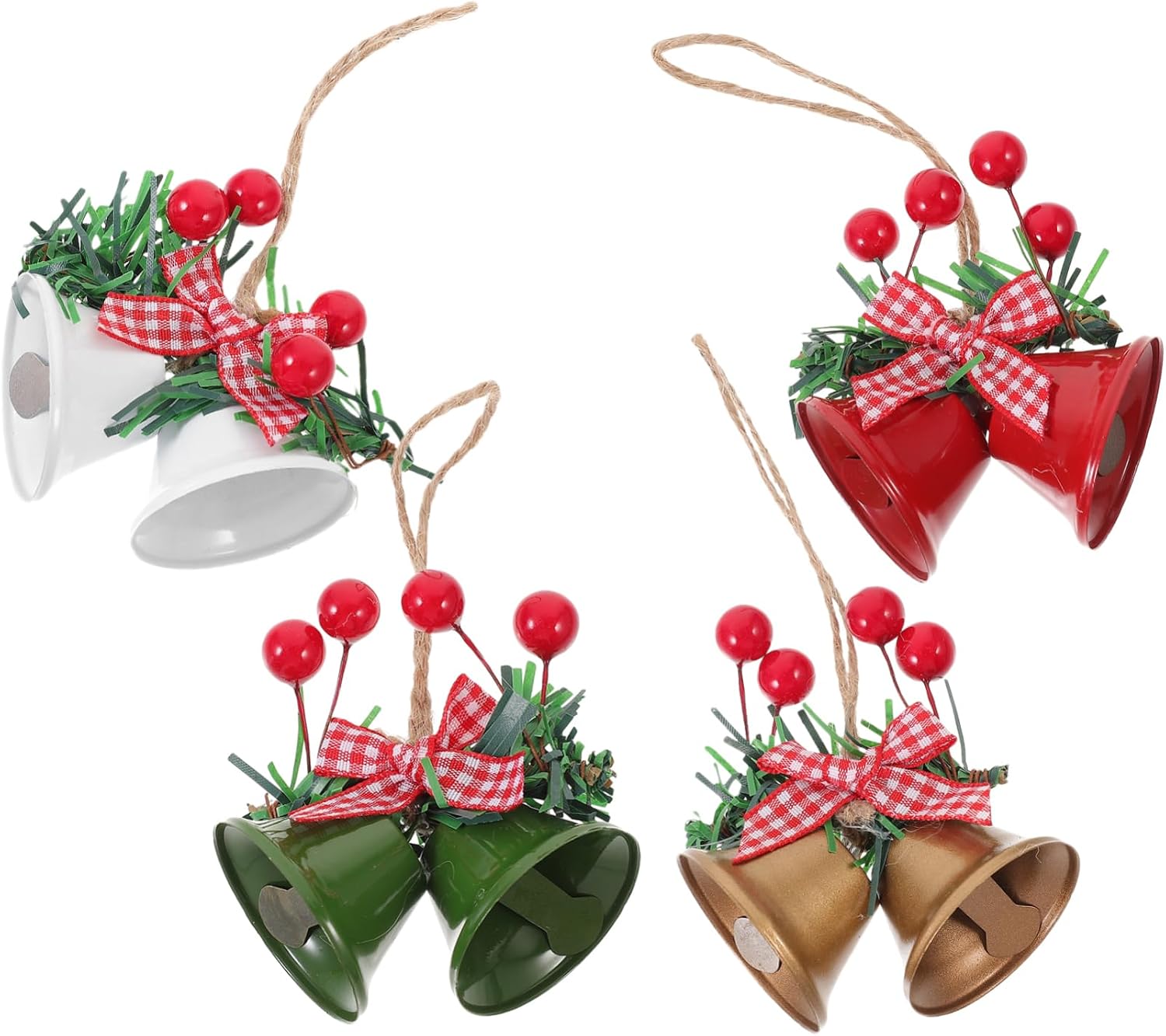 VICASKY 4pcs Christmas Bell Pendants Hanging Ornaments for Tree and Window Decor Metal Craft Bells for Holiday Decorations for Festive Parties and Projects