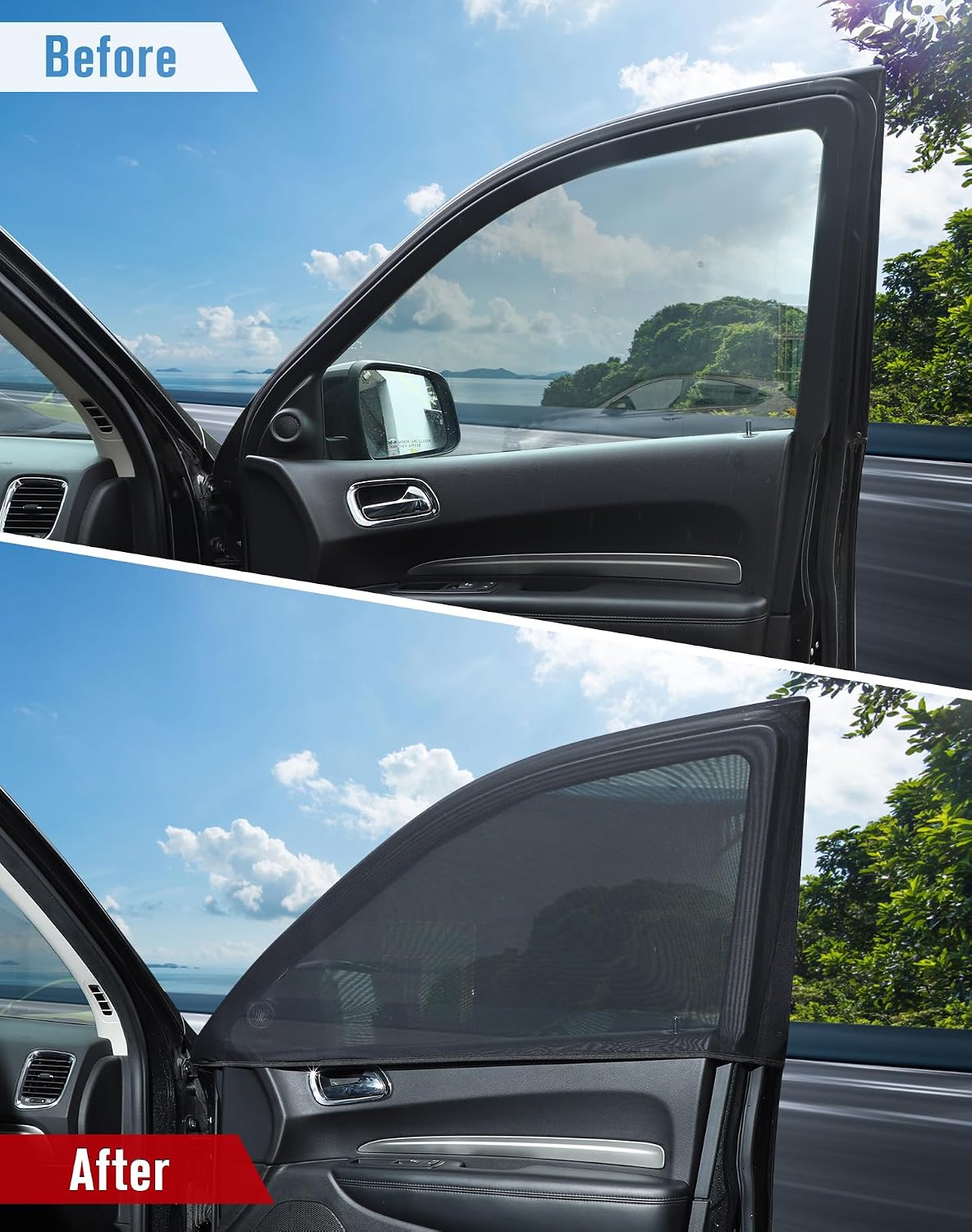JeCar Front Window Screen Cover Side Window Mesh Sun Shade Compatible with Dodge Durango 2011+
