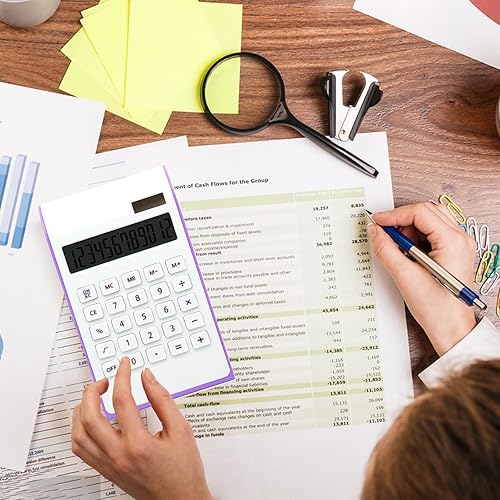 Miniatura 4 de Calculadora morada, suministros y accesorios de oficina UPIHO Purple, calculadora básica de batería solar de 10 dígitos, calculadoras de escritorio