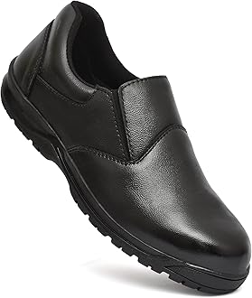 STONIX® Ninja genuine Leather Safety Shoes Men's | Steel Toe with Slip-Resistant Outsole | Lightweight & Durable | Waterproof Construction and industrial Work, (SIZE-07, BLACK)