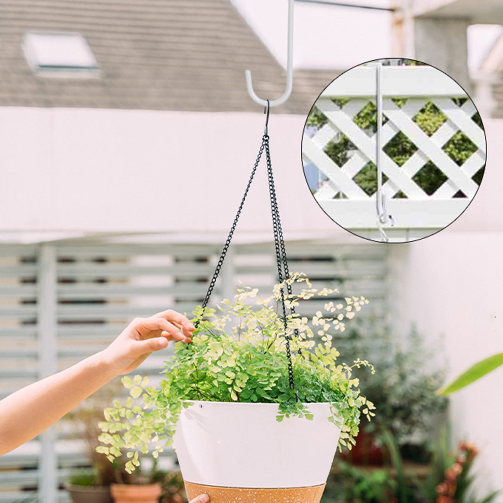 24 Ganci Per Recinzione In Metallo Bianco 15x5 Cm, Robusti E Antiruggine Per Appendere Piante, Luci E Mangiatoie, Carico Max 18 Kg