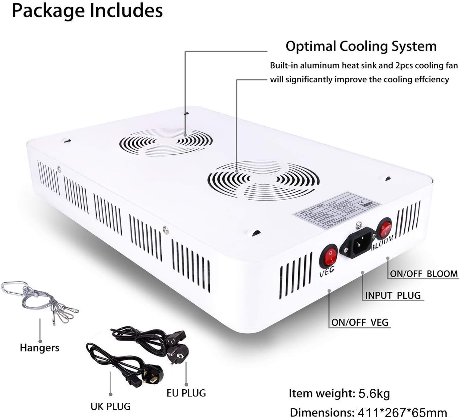 Niello Lampe de Culture 600w, La série de lentilles optiques LED élève la lumière, la lumière des Plantes à Spectre Complet avec UV IR pour Les Plantes d'intérieur Veg et Bloom — vue 6