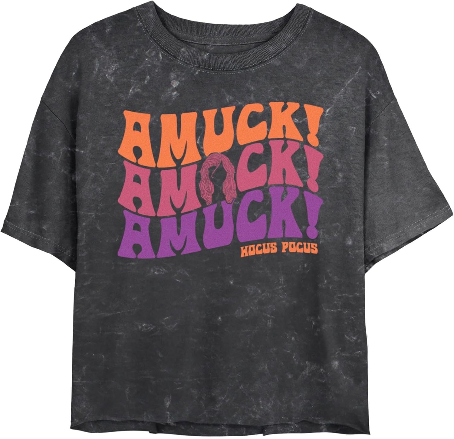 ディズニー Hocus Pocus Amuck フレーズ ミネラルウォッシュ クロップTシャツでハロウィンを楽しむ
