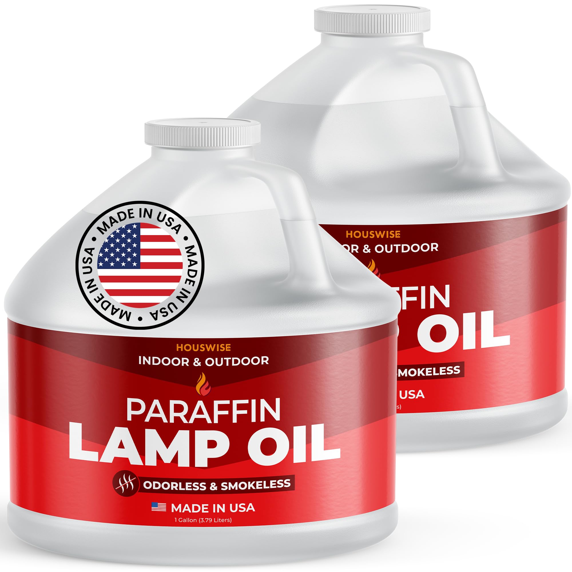 Houswise Premium Liquid Paraffin Lamp Oil for Indoor Use (2 x 1 Gallon) - Indoor Smokeless Odorless Paraffin Oil Fuel for Lamps, Lantern, Candle