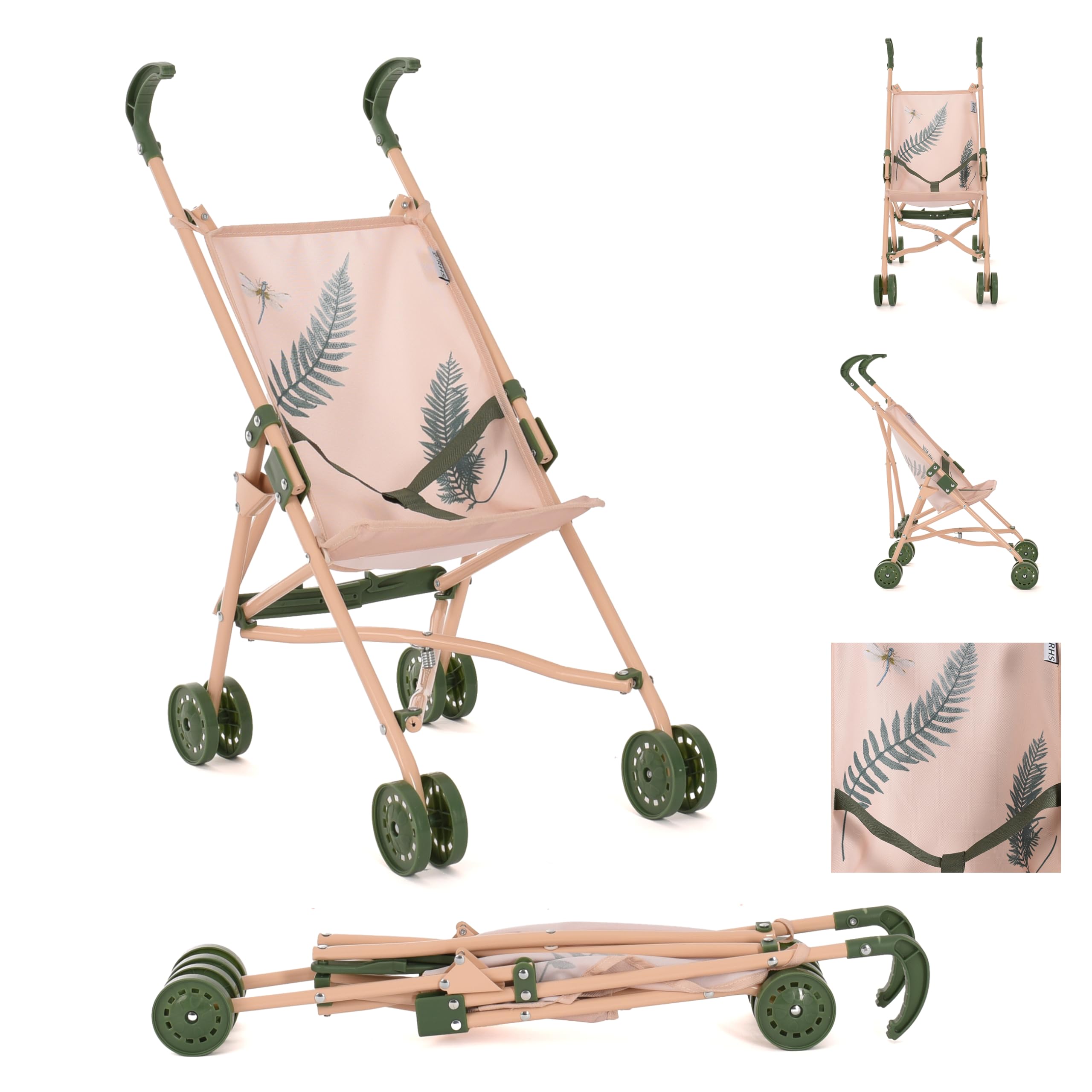 Roma Dolls Pram -Umbrella Buggy for Baby Doll, Ages 2 Years and Above, RHS, Teddy, Rupert,Foldable, Portable