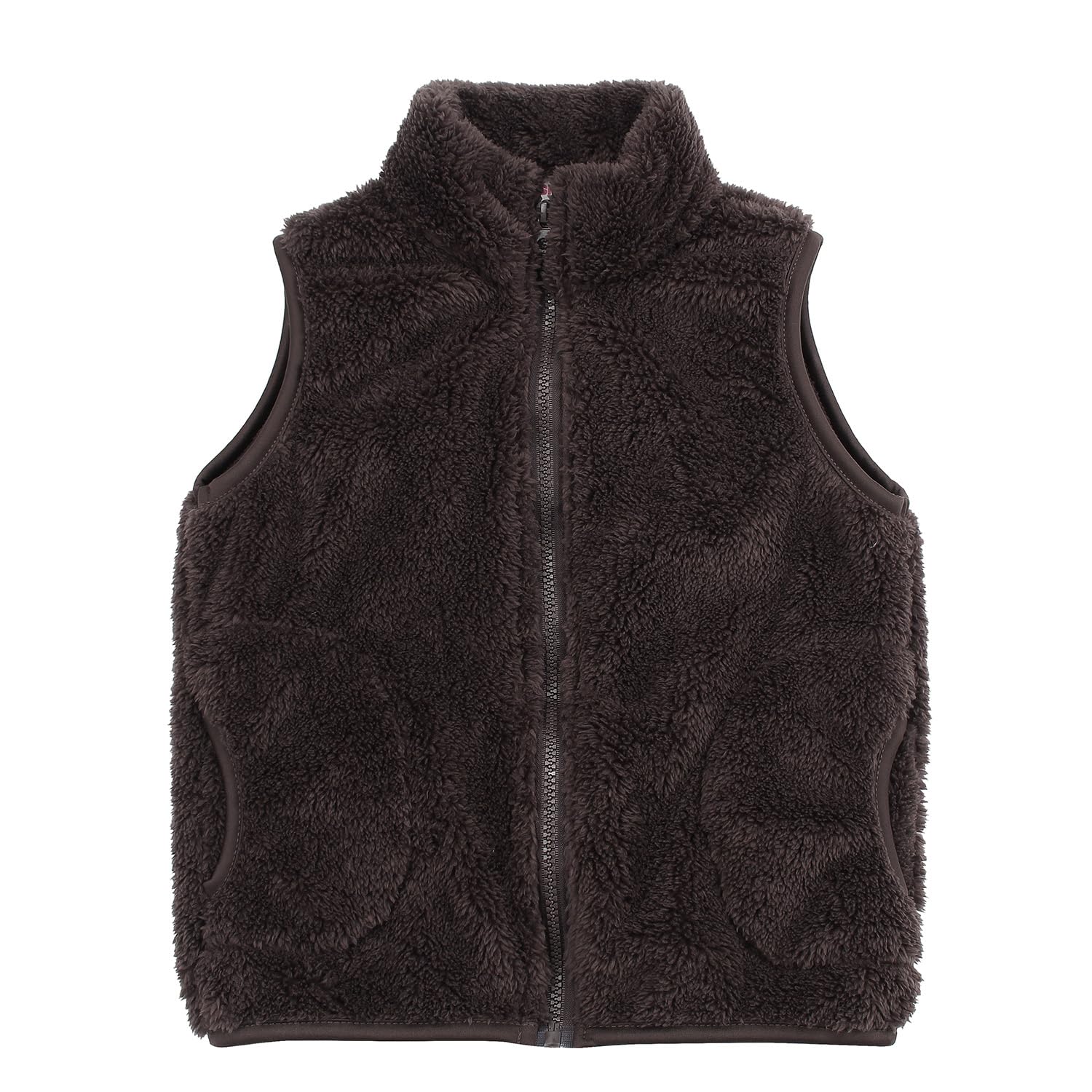 JESKIDS Girls' Boys Sherpa Fleece Vest Outwear Lightweight Solid Color Cute Jacket with Pockets 2-11 Years