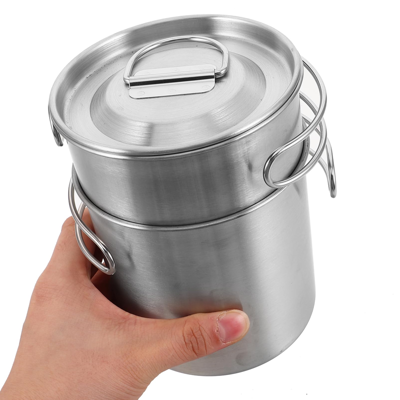 Kisangel 2 Stück Faltbare Edelstahlbecher mit Griffen Set für Camping und Outdoor Aktivitäten Leichte und Stapelbare Trinkbecher für Wanderungen und