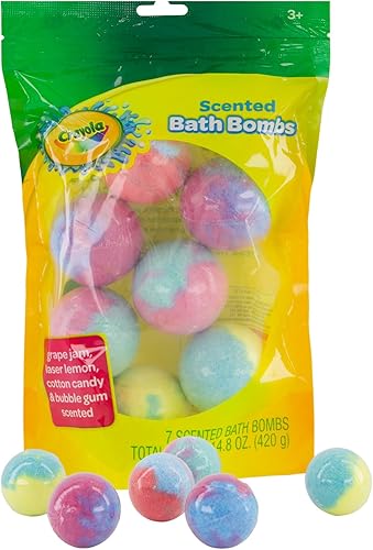 Crayola - Bombas de baño perfumadas coloridas para niños, color que bañas no tóxicas para niños y niñas, relleno de calcetines navideños, mermelada