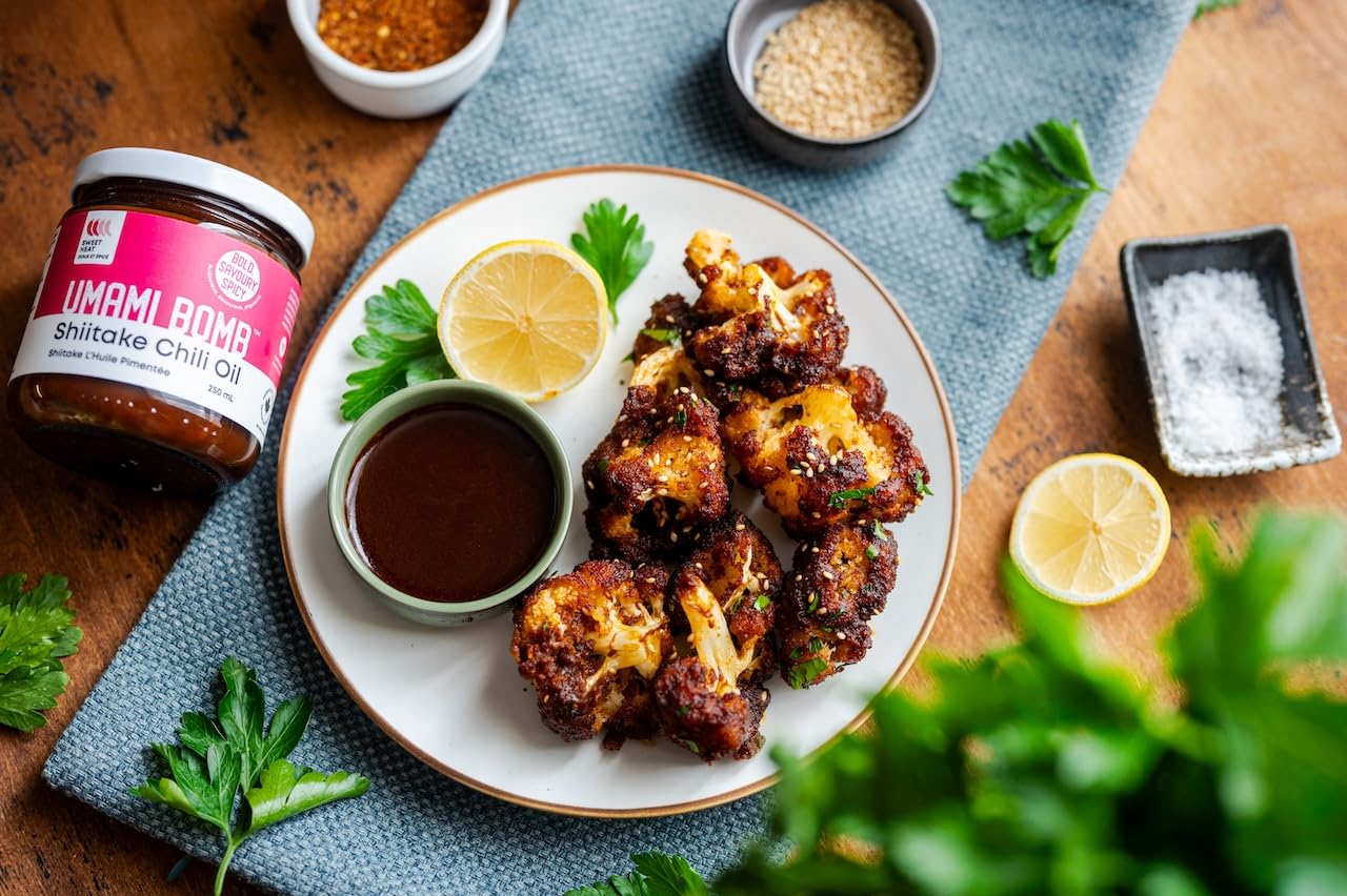 Umami Bomb All Purpose Shiitake Chili Oil Sauce | Savory & Delicious Medium, Hot, Extra Hot, Tingly Sichuan & Sweet Heat Chili Oil | All Natural, Vegan, Low Sodium, Preservative Free | Proudly Made in