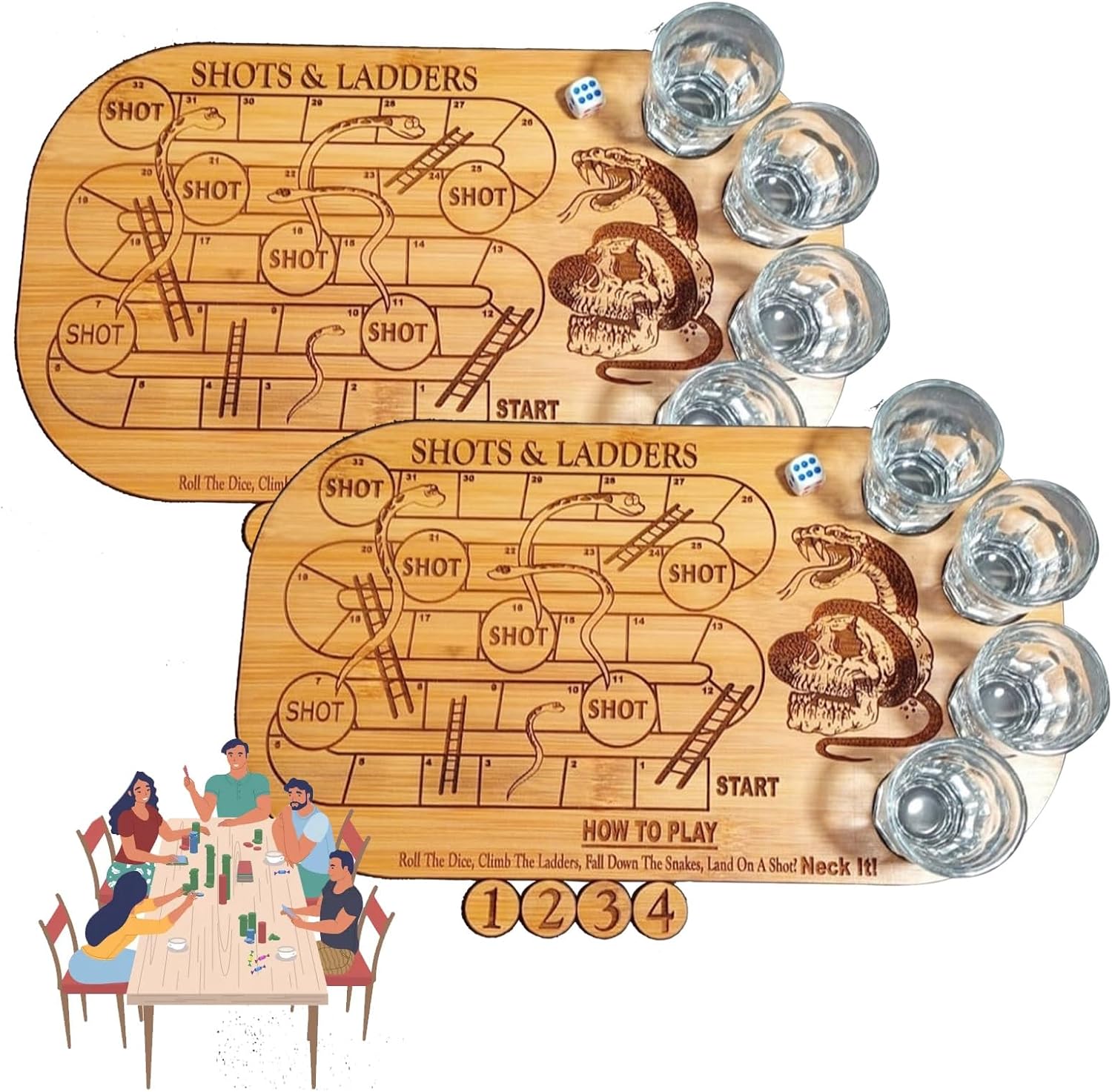 Shots & Ladders Drinking Game, Fun Shot Glasses Party Game