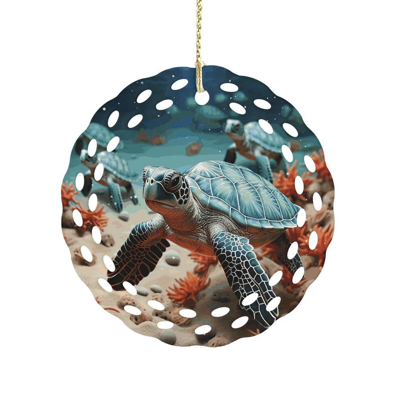 Turtle Starfish Christmas Ornament Holiday Hanging Decoration Xmas Tree Keepsake Personalized Xmas Tree Ornament Round Ceramic Ornaments for Keepsake Gifts Ideas Home Decor