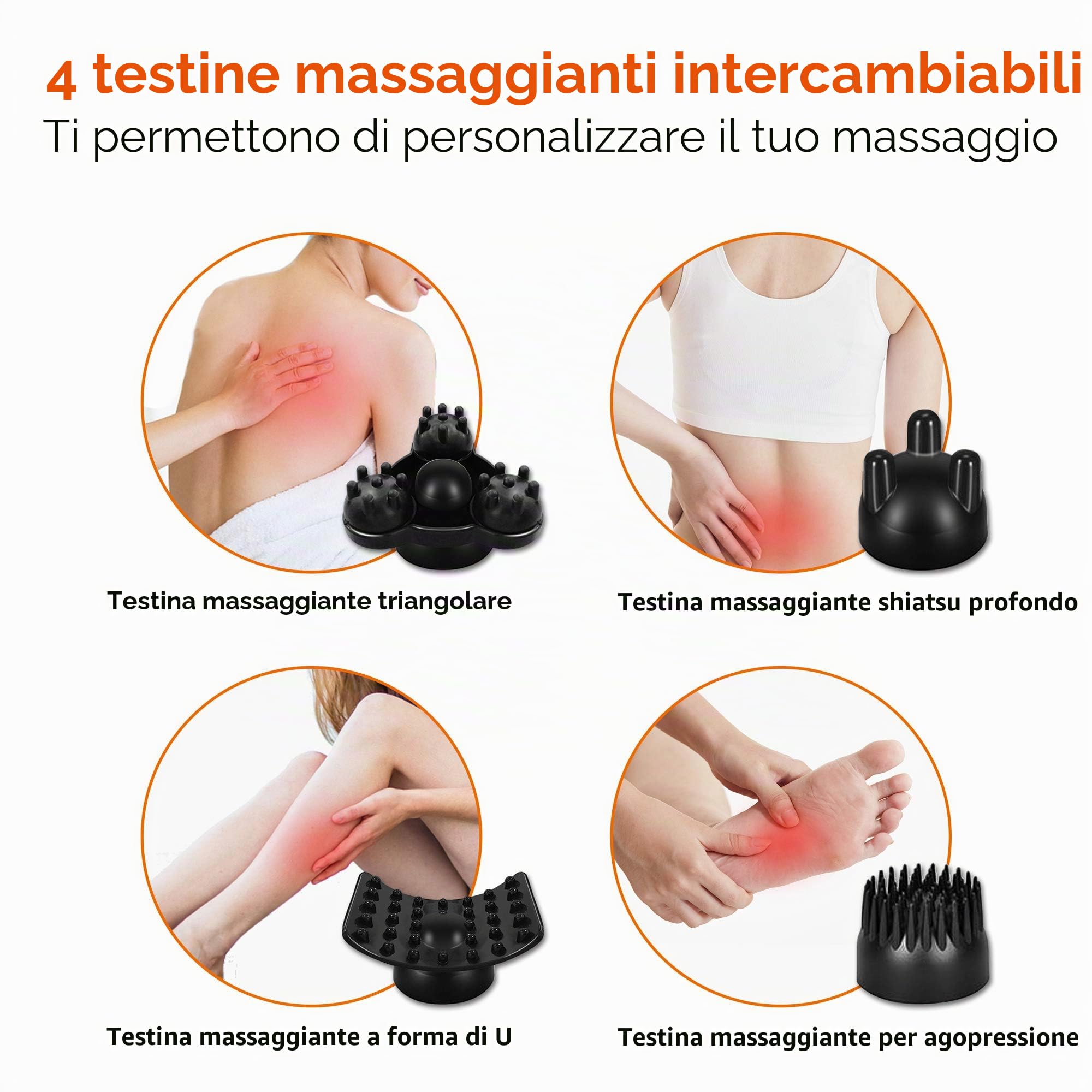 Snailax Massaggiatore Elettrico Palmare Portabile - Massaggiatore a Percussione Senza Fili con Calore