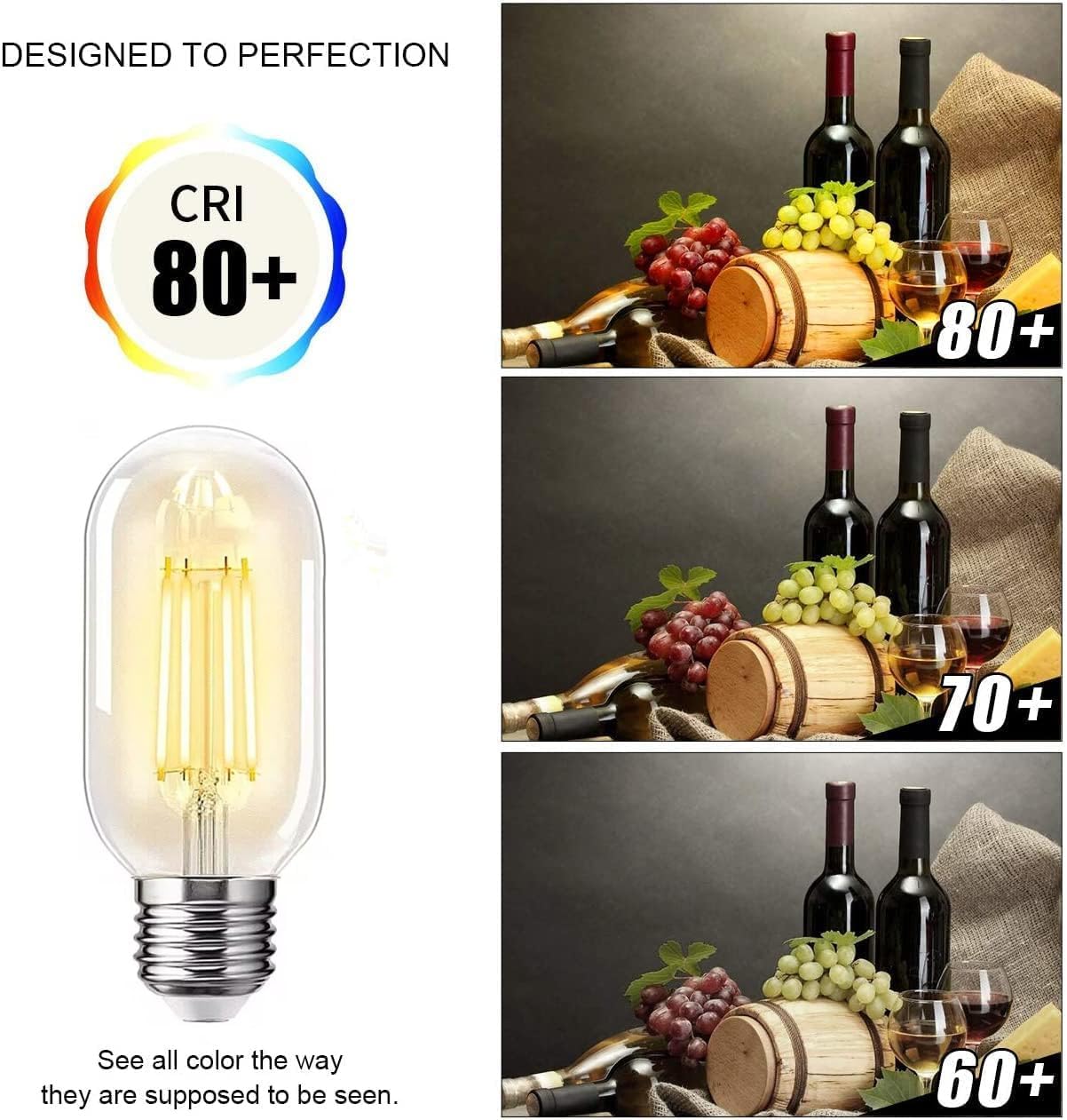 NOTOC E26 LED Light Bulb 4W,Equivalent 40W,E26 Tubular Light Bulb Non Dimmable 2700K Warm White,Antique Clear Edison Filament Bulb,Pack of 3