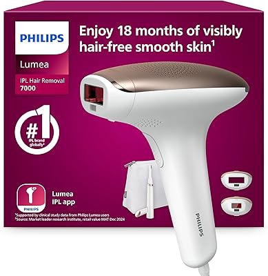 Philips Lumea 7000 Series, IPL Hair Removal Device, Laser Hair Removal Alternative, with Satin Compact Pen Trimmer, 2 Attachments for Body and Face, Model BRI921/00