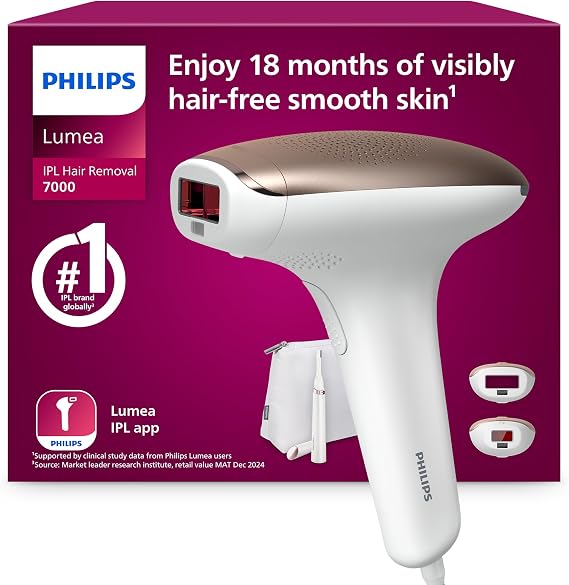 Philips Lumea 7000 Series IPL Hair Removal Device Laser Hair Removal Alternative with Satin Compact Pen Trimmer 2 Attachments for Body and Face Model BRI92100