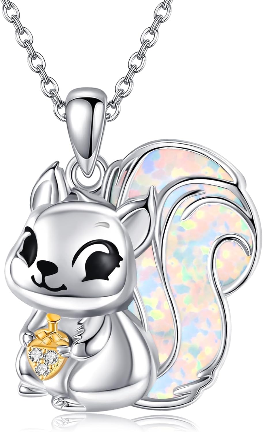 YAFEINI Animal Necklace S925 Sterling Silver Squirrel/Jellyfish/Raven/Duck/Hummingbird/Shark/Butterfly/Highland Cow Pendant Necklace Animal Jewelry Gifts for Women Mom Wife