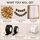 Merriment Birthday Decoration Kit – 31 Pcs | Golden Chrome Balloons, Black Satin Ribbon, Happy Birthday Banner, White Canopy Curtain) | Birthday Decoration Items for Adults & Kids gallery image
