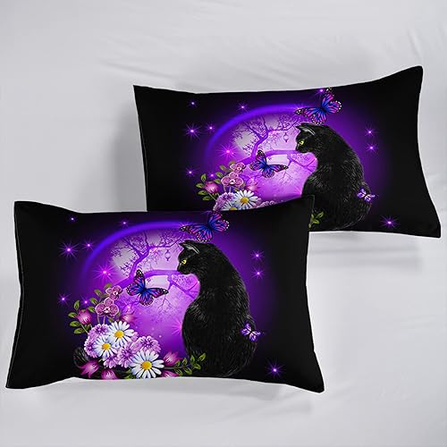 Miniatura 33 de Cartoon Cat Comforter Cover Set - Queen Size, Gradient Line Cat Bedding Set with Zipper for Kids Teens Boys Girls Adult Room Decor - 1 Quilt Cover 2