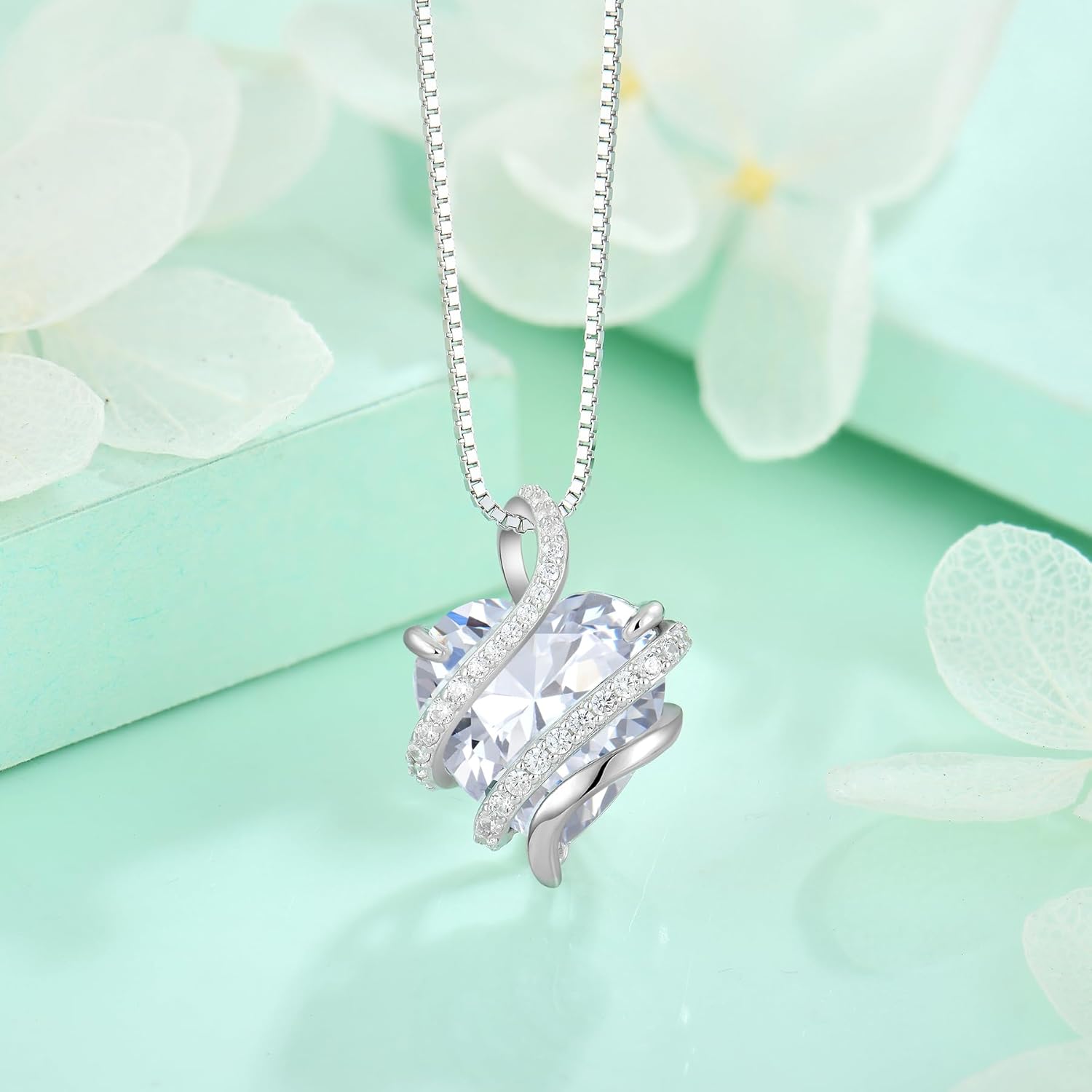 STARCHENIE Heart Birthstone Necklace 925 Sterling Silver Infinity Love Pendant Necklace Jewelry for Women - Image 4