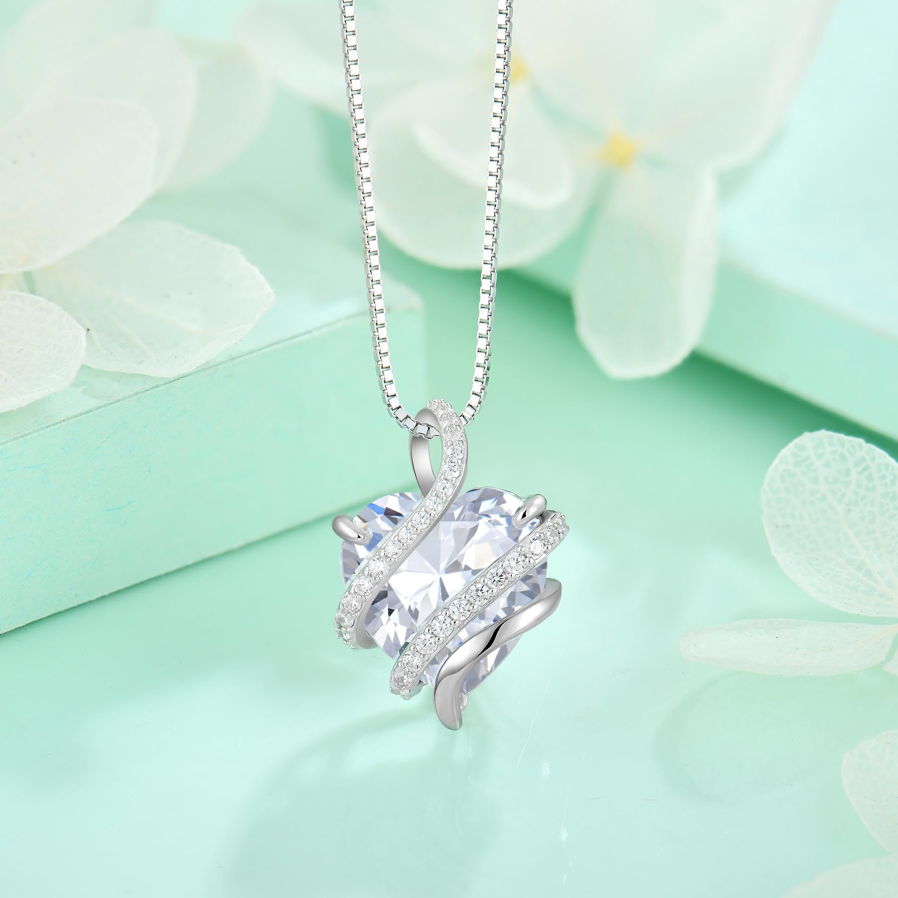 starchenie Collana Infinito Amore Cuore Donna Argento 925 con Pietra Portafortuna Zirconi Ciondolo Regalo Gioielli