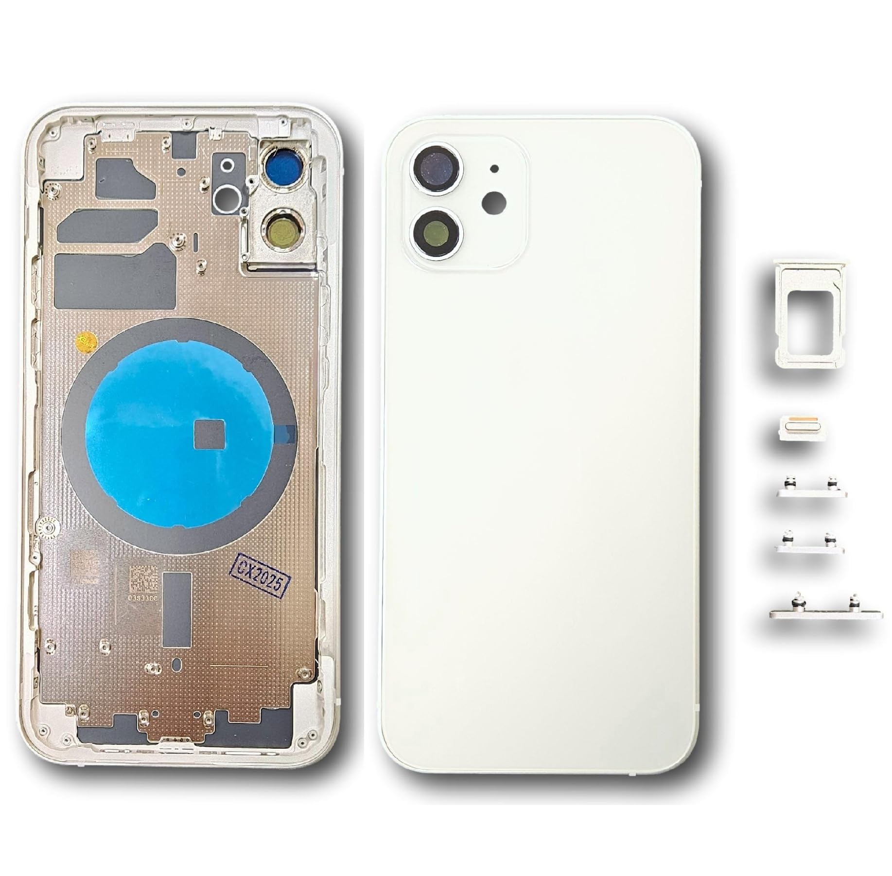Chassis iPhone 12 blanc coque arriere verre tiroir SIM Smartex