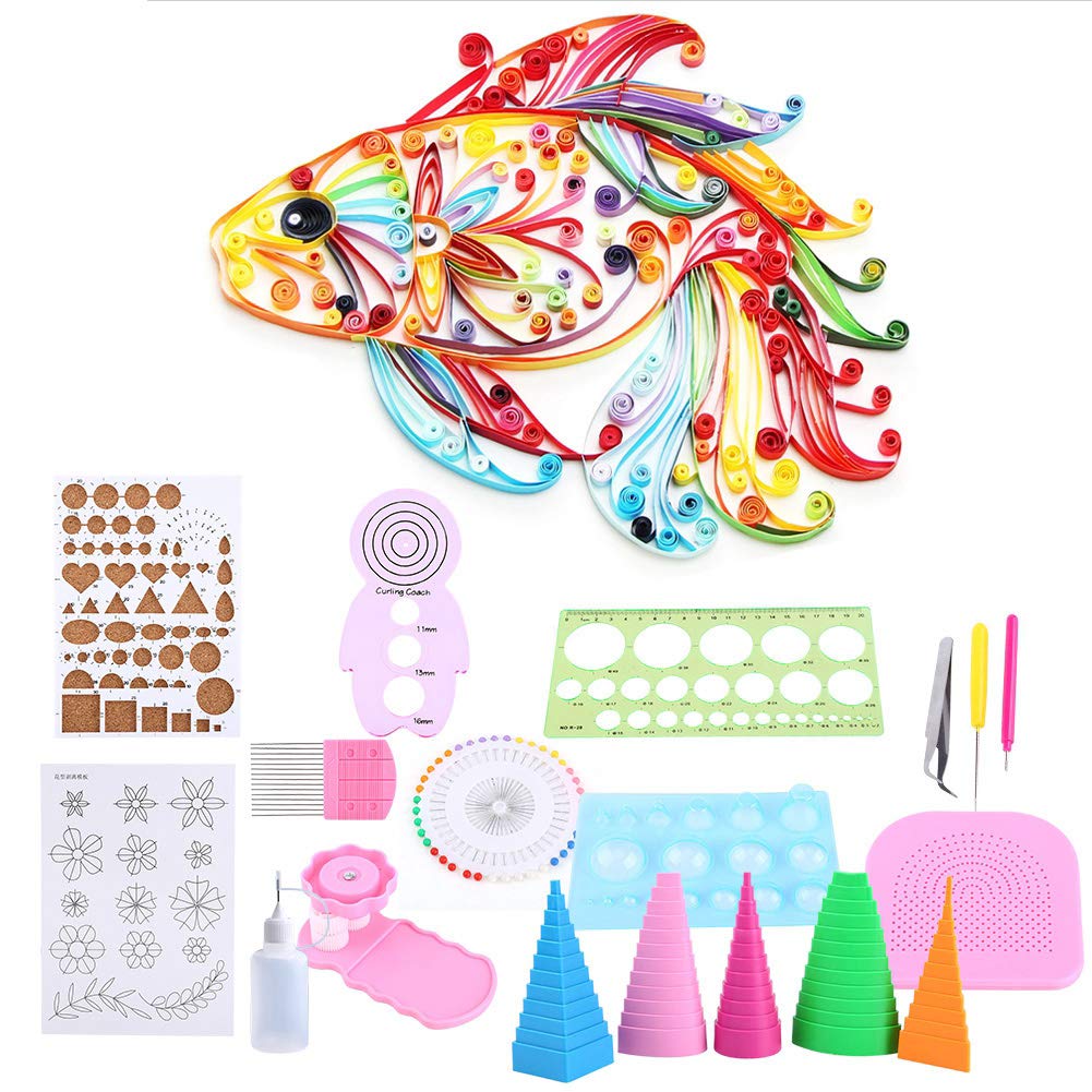 Tissue Quilling Kit, 1 Set Quilling Tissue Rolling Kit Slotted Tools Tweezer Ruler, Quilling Tissue Rolling Kit Slotted Tools Tweezer Ruler, for Home Office Decoration