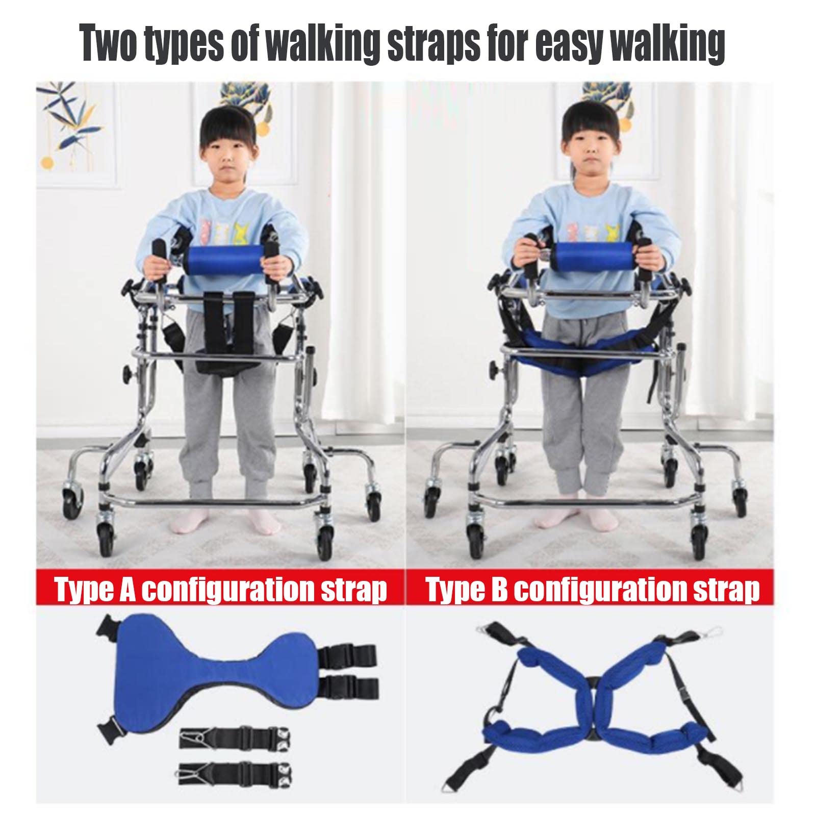 Ayuda para Caminar para Niños Discapacitados con Ruedas Andador con Ruedas para Rehabilitación Infantil, con Asiento Acolchado para Niños, Adolescentes, Altura Ajustable,C