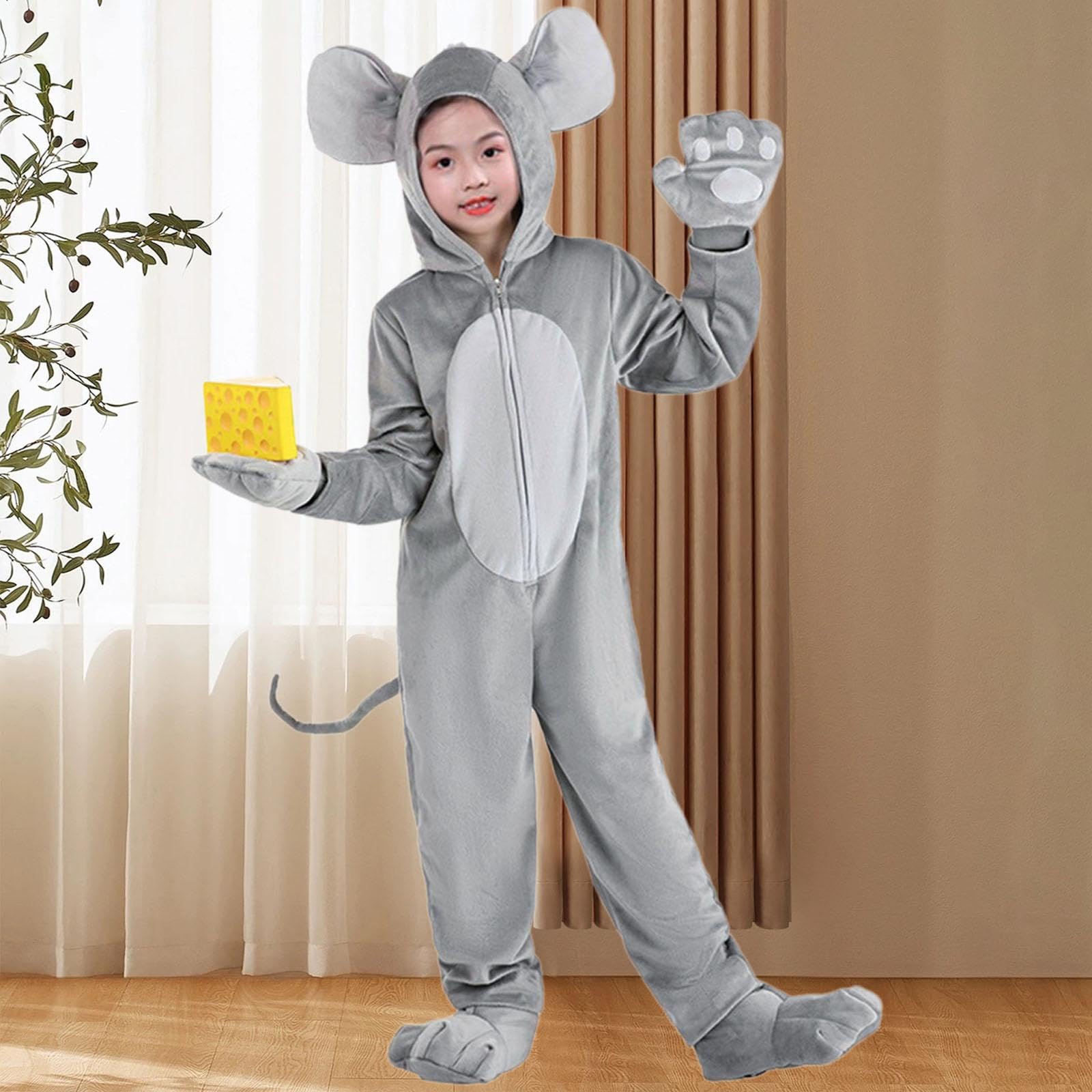 Costume da Topo per Bambini, Pigiama con Cappuccio, Tuta per Festival, Halloween, Vacanze, XL
