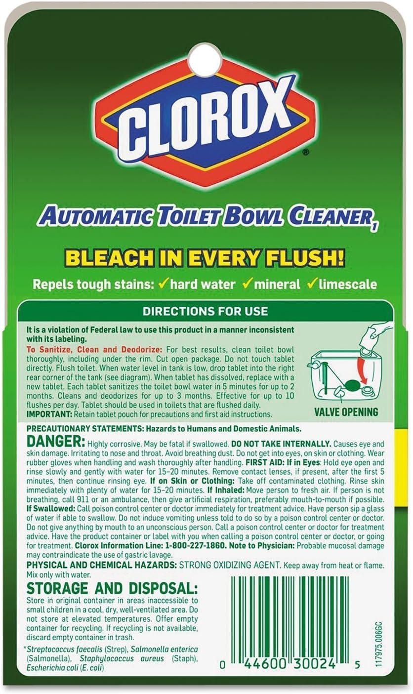 Clorox 30024CT Automatic Toilet Bowl Cleaner 3.5 oz Tablet 2/Pack 6 Packs/Carton