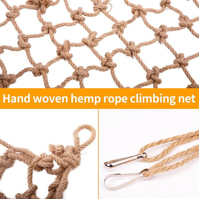 Foto 5 de 7 de 2 Paquetes de Red de Escalada Colgante, Hamaca para Pájaros con 8 Ganchos, Accesorios de Jaula