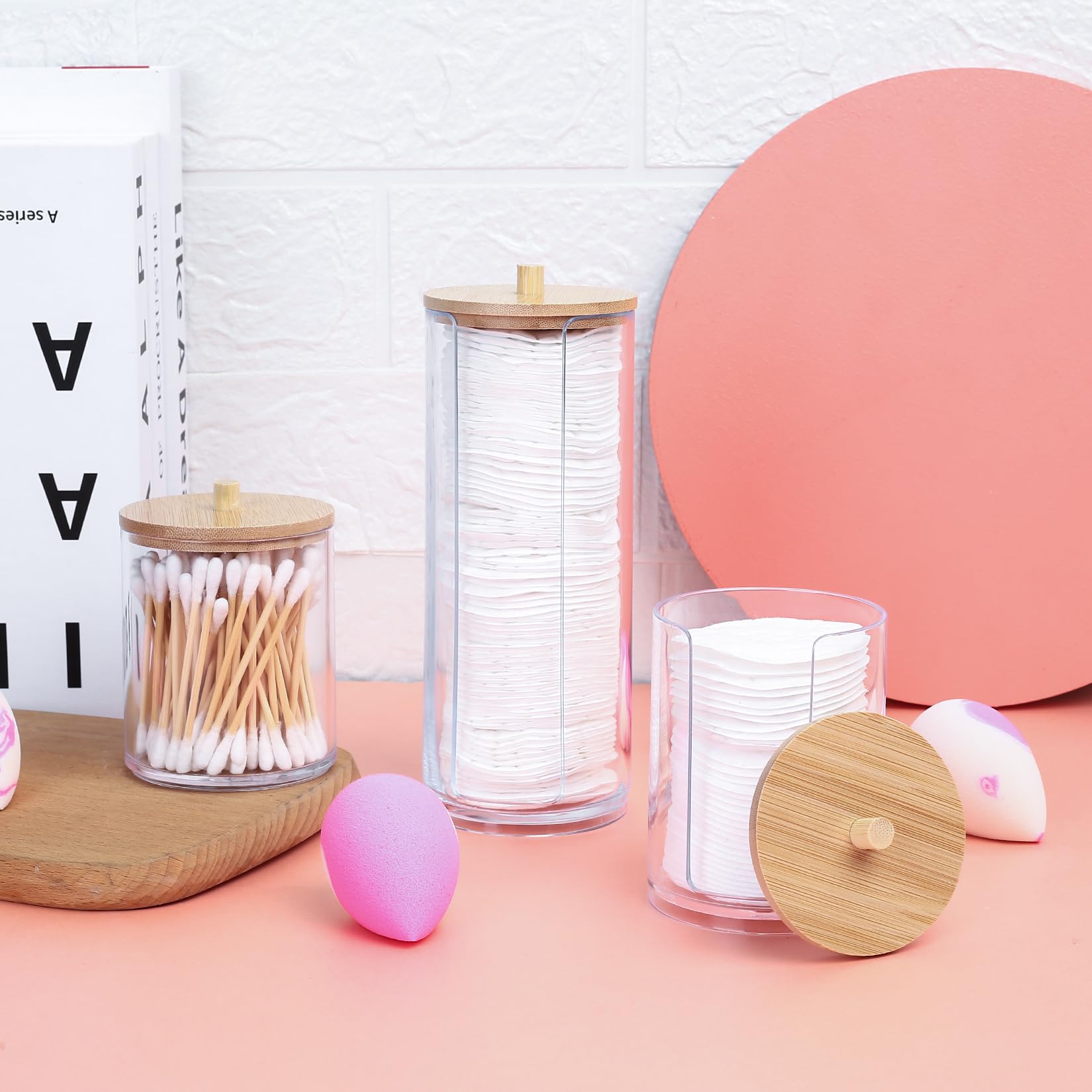 3pcs Dispensador de Algodón Desmaquillantes, Caja Organizador de Maquillaje, Contenedor Soportes Organizador Baño, Caja de Hisopos de , de Almohadillas Bolas de Algodon Cosméticos