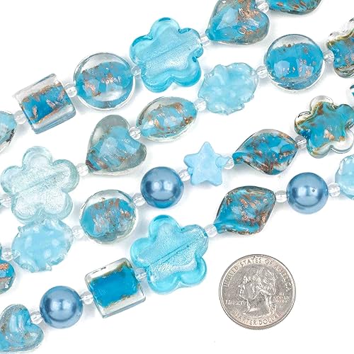 Miniatura 3 de Cherry Blossom Beads Cuentas mezcladas de cristal de Lampwork hechas a mano, 4 hebras surtidas de 8 pulgadas