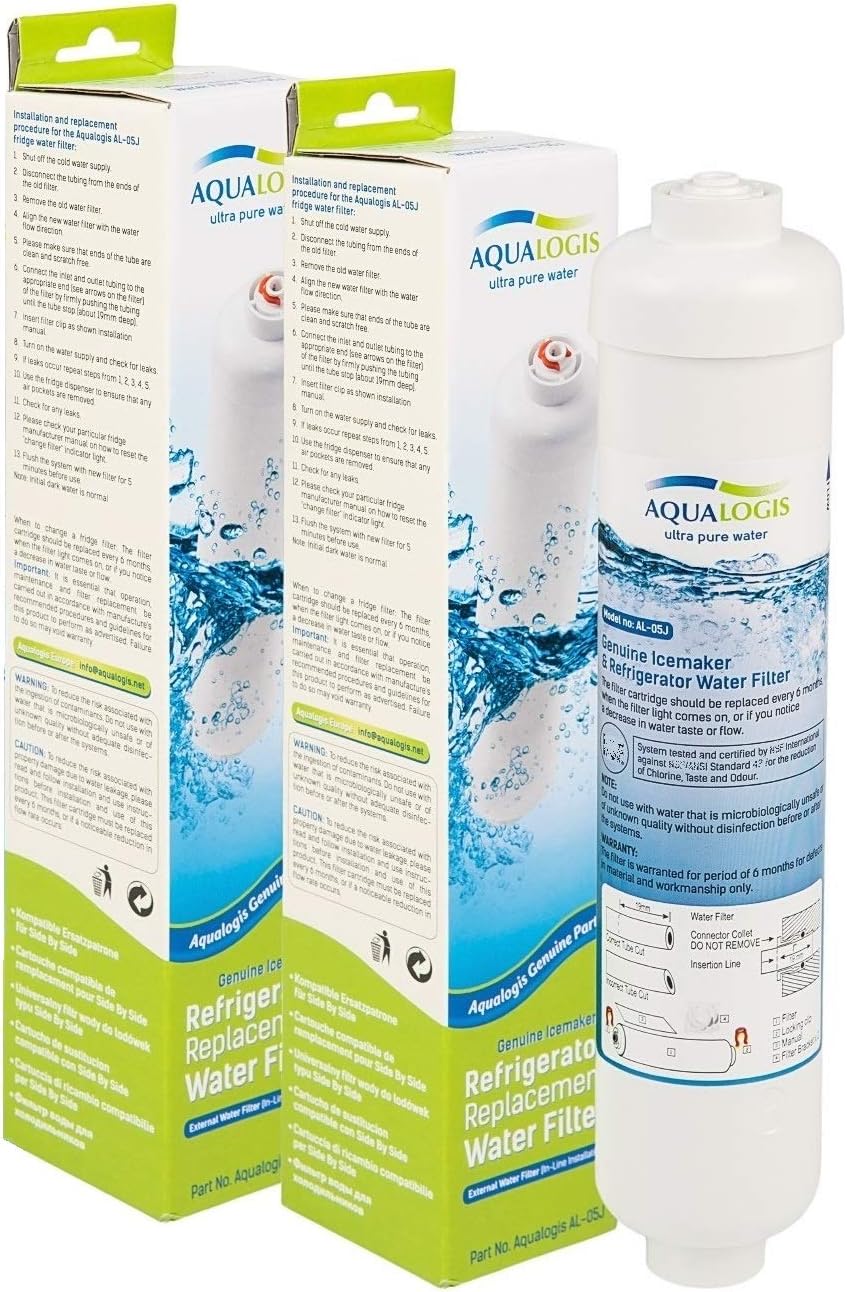 Aqualogis AL05J Water Filter, 2pack - Fully Compatible with Samsung DA29-10105J HAFEX EXP, WQA Certified, Replace Every 6 Months