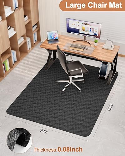 Vista 30 de Blvornl Tapete grande para silla de oficina para suelo de madera dura, tapete para silla con ruedas para madera dura, protector de suelo duro Gris