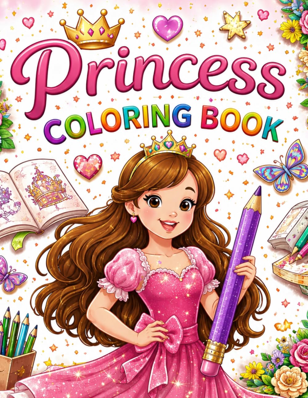 Princess Coloring Book for Kids ages 6 to 11: Beautiful Princesses, Castles, Crowns, Dresses, and Magical Fairy Tale Adventures for Girls Who Love to Color