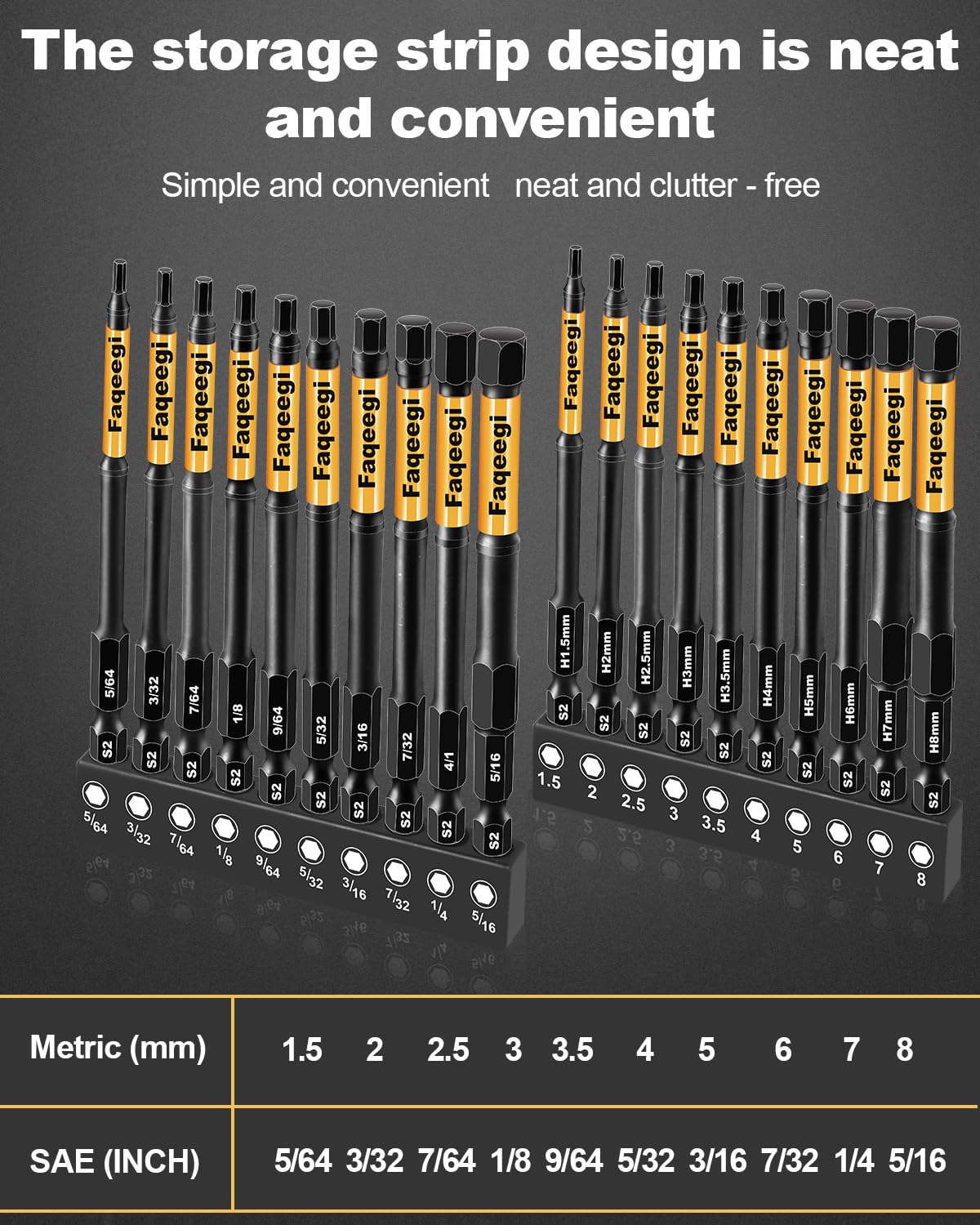 20PC S2 Hex Bit Set - Impact Drill Bits (Metric & SAE) -7 20PC S2 Hex Bit Set - Impact Drill Bits (Metric & SAE) -7