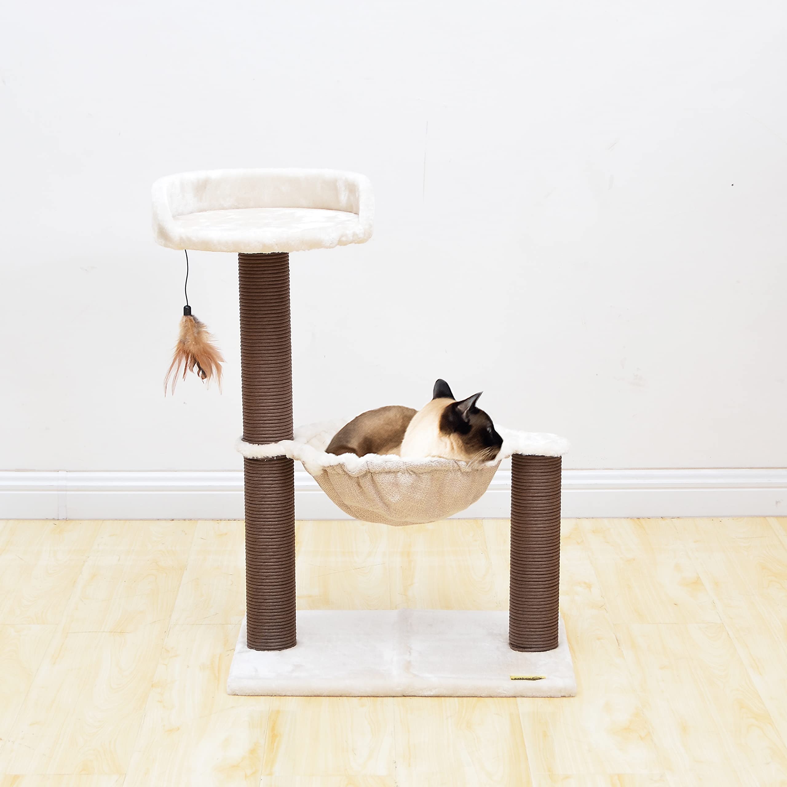 Catry Cat Tree with Feather Toy Cozy Design of Cat Hammock Allure