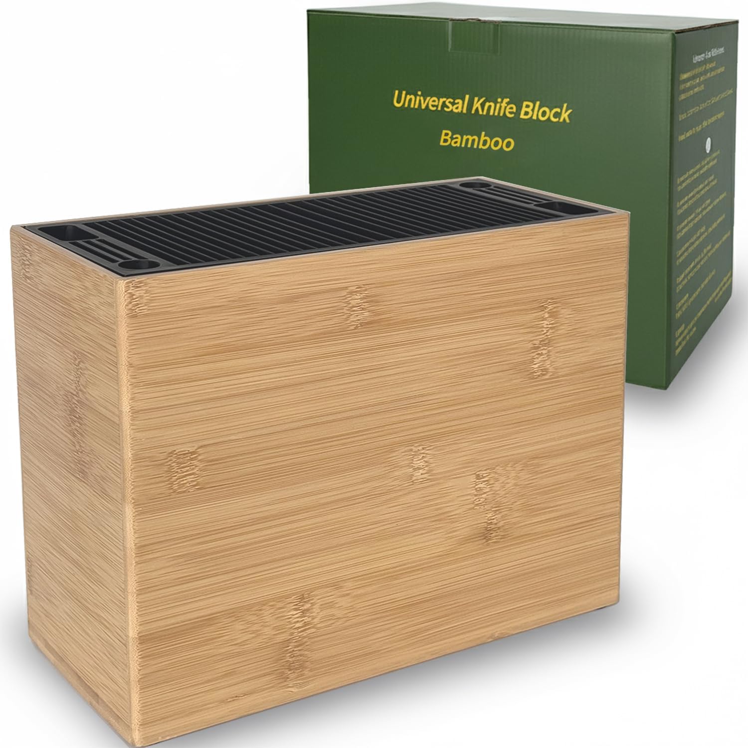 XXL Bamboo Knife Block for 28+ Knives & Scissors – Easy-Clean Storage