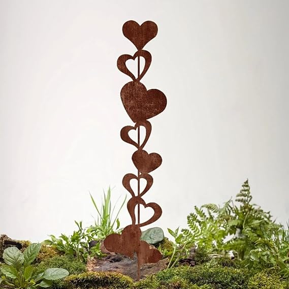 Antique Iron Heart Ground Stake Easy Installation Decoration For Garden Yard Patios Balcony Landscaping Accessories Decorative Heart Soil Stake