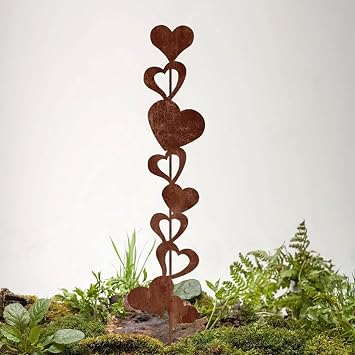 Antique Iron Heart Ground Stake Easy Installation Decoration For Garden Yard Patios Balcony Landscaping Accessories Decorative Heart Soil Stake