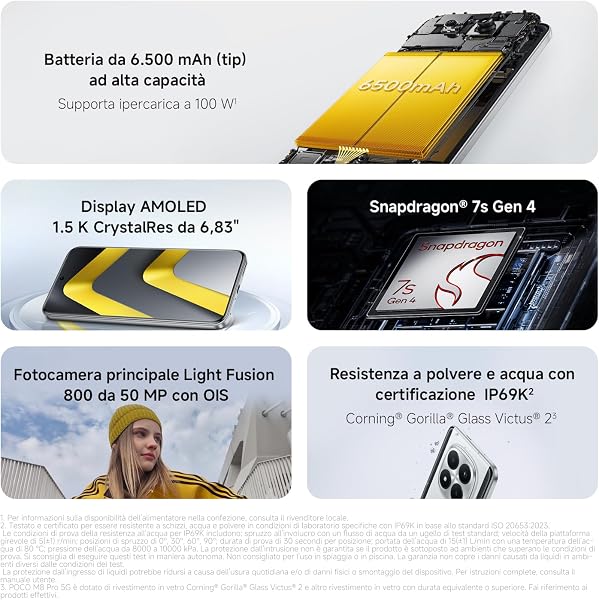 XIAOMI POCO M8 Pro 5G, Smartphone 12+512GB, Display AMOLED CrystalRes 6,83" 1.5K, Snapdragon® 7s Gen 4, Fotocamera 50MP Light Fusion 800 con OIS, IP68, Nero, Garanzia 2 anni, Caricatore non incluso - 3