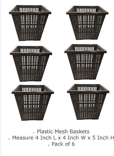 Miniatura 2 de PondH2o - Estanque de jardín cuadrado de 4 pulgadas de plástico acuático de malla ranurada para estanque o cesta de flores, paquete de 6, macetas de