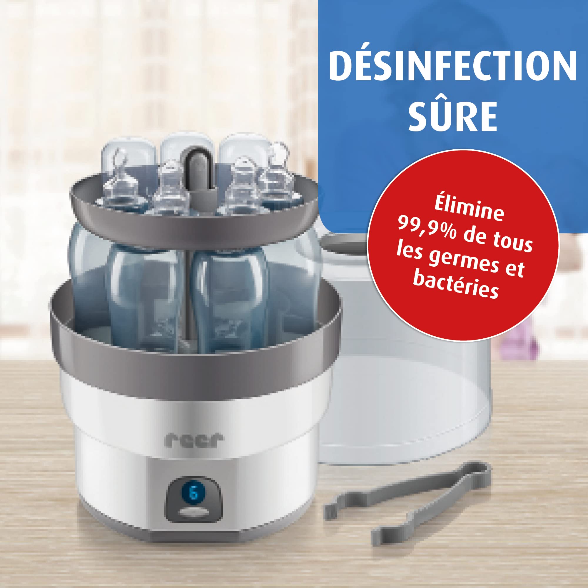 Reer 36010 VapoMax Grand Vaporisateur, Espace pour 6 Flacons et Accessoires