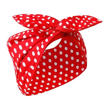 Huachi Red and White Polka Dot Headband for Women Retro 50s Bow Headband