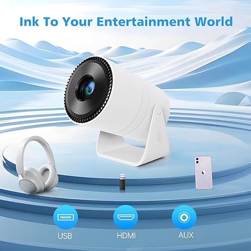 Miniatura 6 de Mini proyector con WiFi y Bluetooth, compatible con proyector portátil 4k 1080P HD, corrección trapezoidal automática, rotación de 180°, compatible