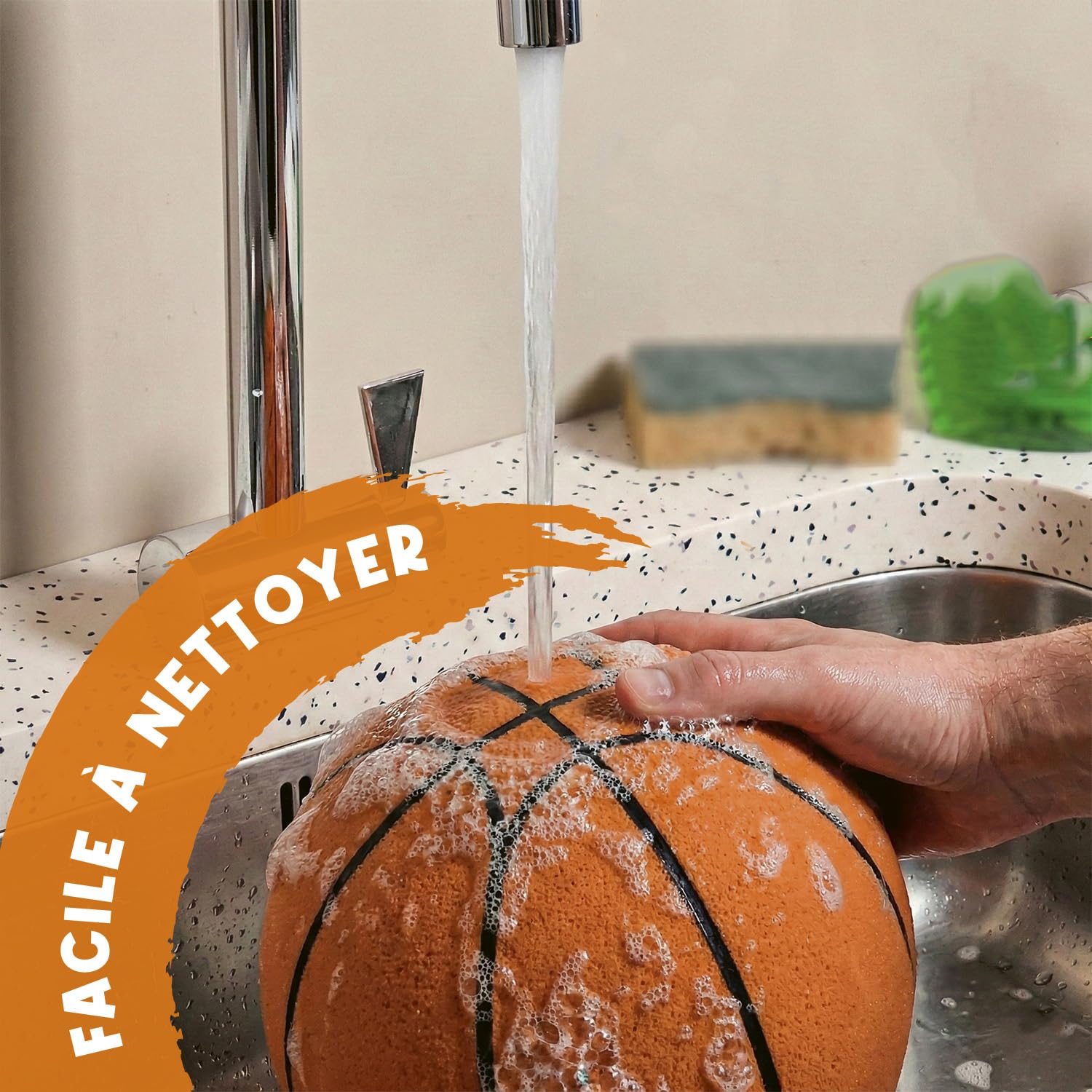 AirSlam® Ballon de Basketball Silencieux en Mousse 24 cm - Original Corner | Jeu Basketball intérieur pour enfants, ne fait pas de bruit. Jouet lavable, durable et résistant pour un usage quotidien.